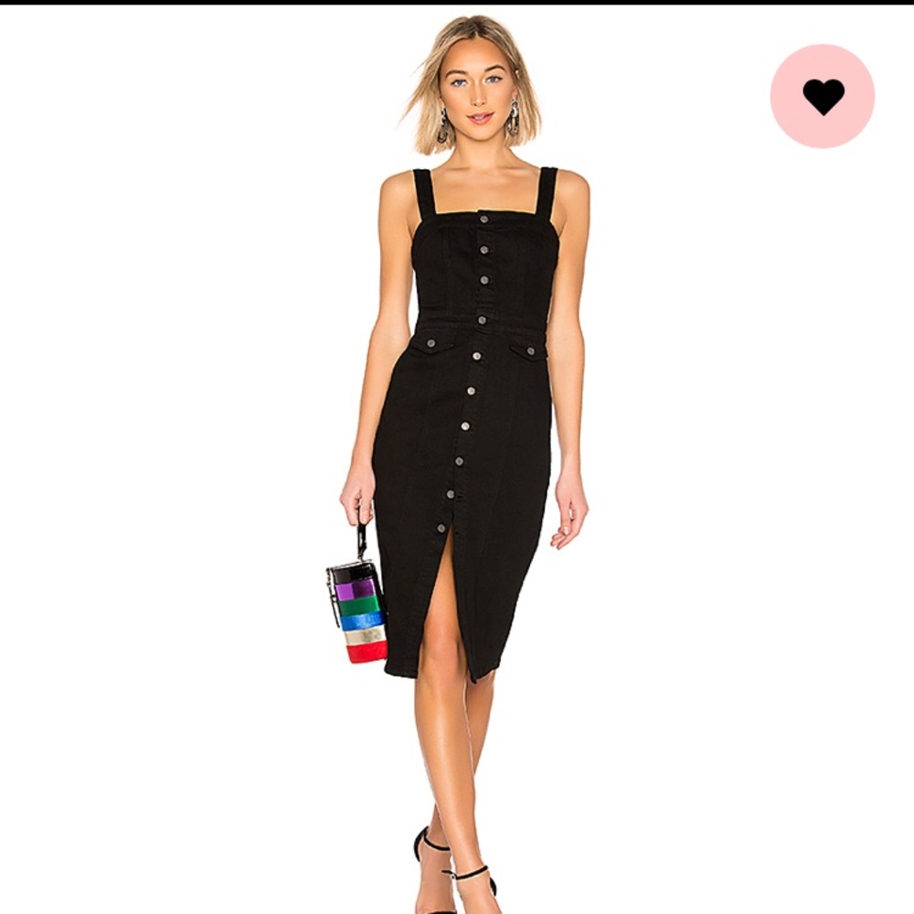 GRLFRND Petra Black Denim Dress NWT